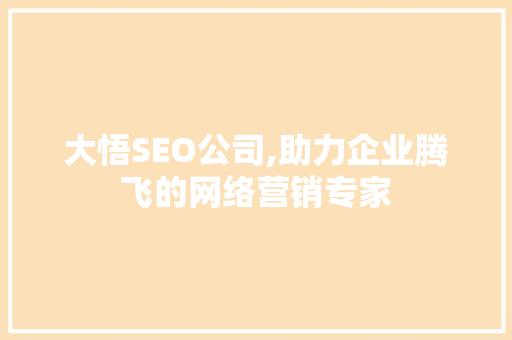 大悟SEO公司,助力企业腾飞的网络营销专家