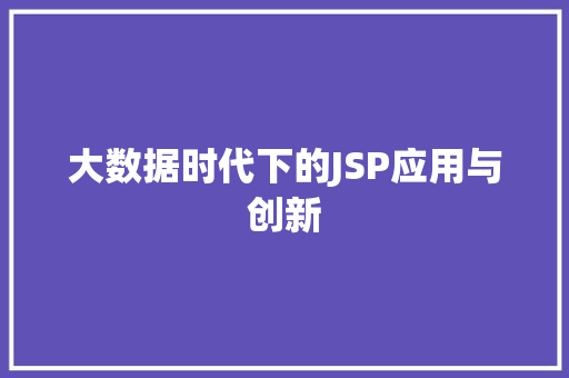 大数据时代下的JSP应用与创新