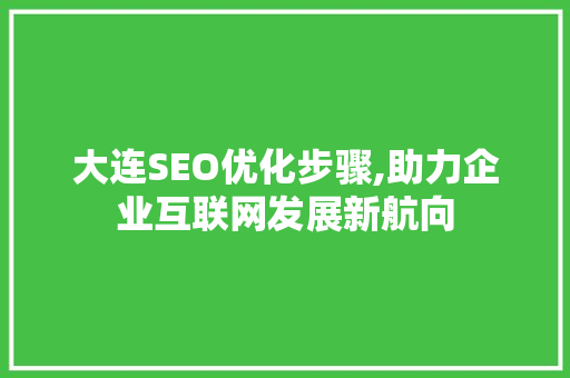 大连SEO优化步骤,助力企业互联网发展新航向