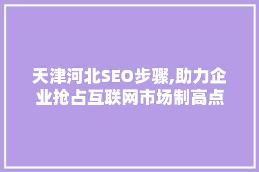 天津河北SEO步骤,助力企业抢占互联网市场制高点