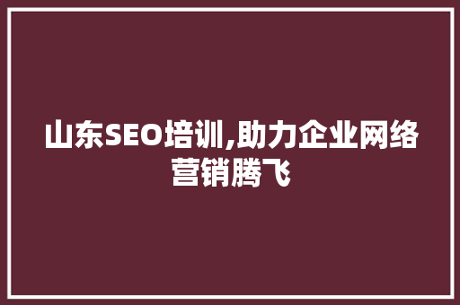 山东SEO培训,助力企业网络营销腾飞