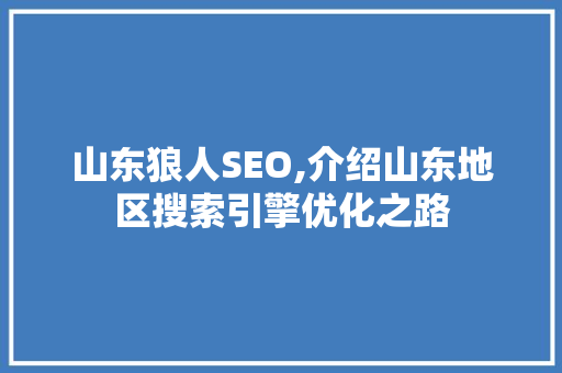 山东狼人SEO,介绍山东地区搜索引擎优化之路