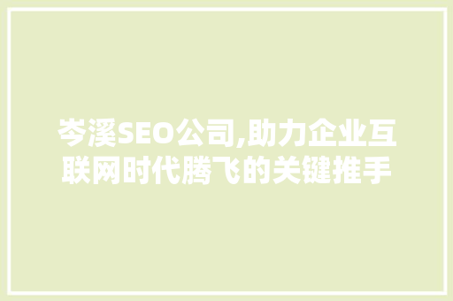 岑溪SEO公司,助力企业互联网时代腾飞的关键推手