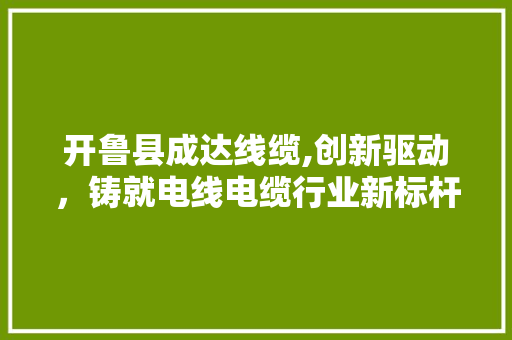 开鲁县成达线缆,创新驱动，铸就电线电缆行业新标杆