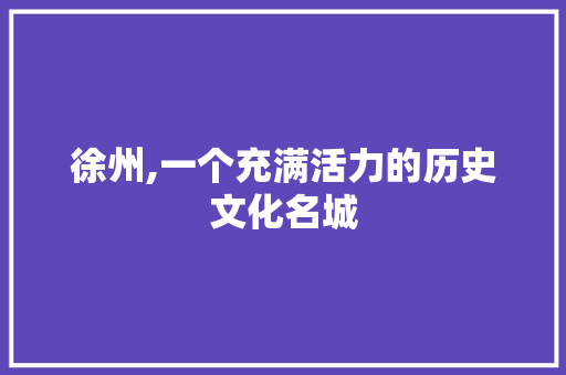 徐州,一个充满活力的历史文化名城