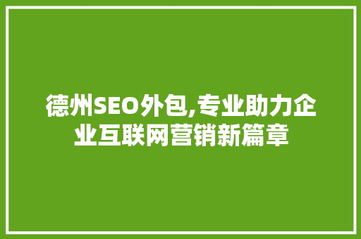 德州SEO外包,专业助力企业互联网营销新篇章