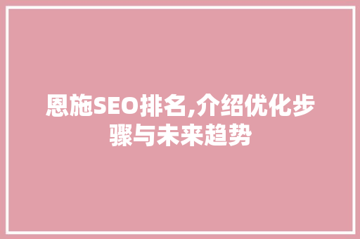 恩施SEO排名,介绍优化步骤与未来趋势