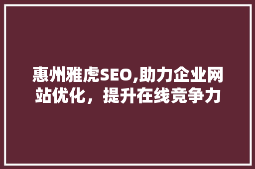 惠州雅虎SEO,助力企业网站优化，提升在线竞争力