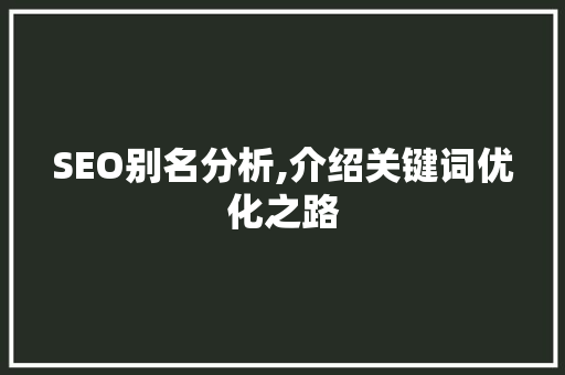 SEO别名分析,介绍关键词优化之路