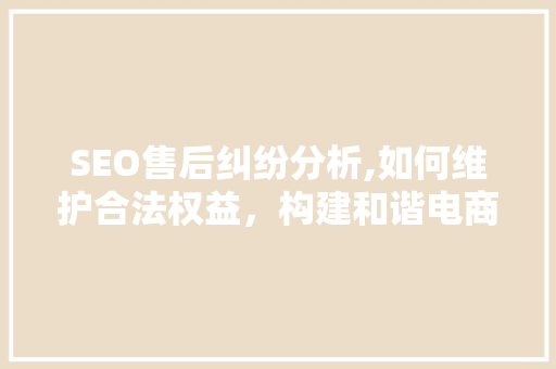 SEO售后纠纷分析,如何维护合法权益，构建和谐电商生态