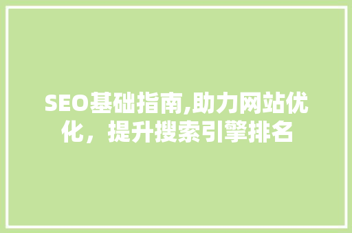 SEO基础指南,助力网站优化，提升搜索引擎排名