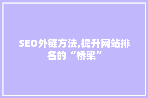 SEO外链方法,提升网站排名的“桥梁”