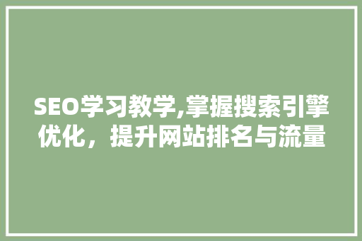 SEO学习教学,掌握搜索引擎优化，提升网站排名与流量