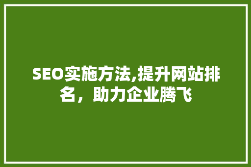 SEO实施方法,提升网站排名，助力企业腾飞