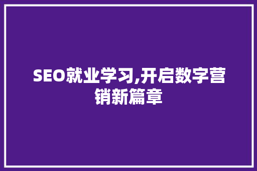 SEO就业学习,开启数字营销新篇章