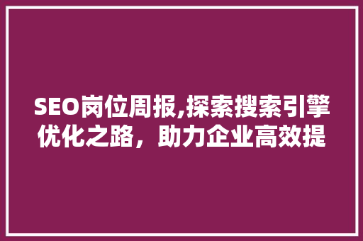 SEO岗位周报,探索搜索引擎优化之路，助力企业高效提升网站流量