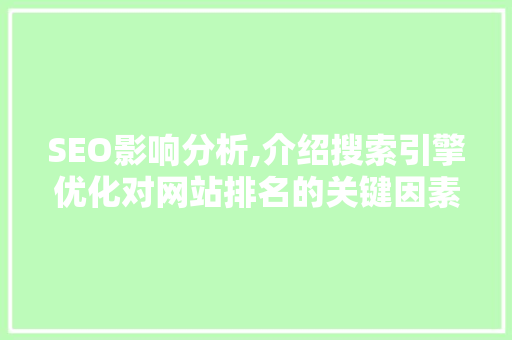 SEO影响分析,介绍搜索引擎优化对网站排名的关键因素