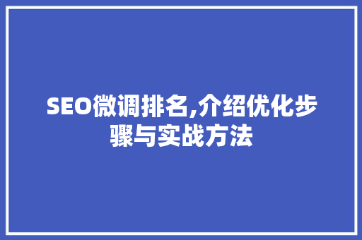 SEO微调排名,介绍优化步骤与实战方法