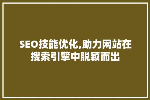 SEO技能优化,助力网站在搜索引擎中脱颖而出