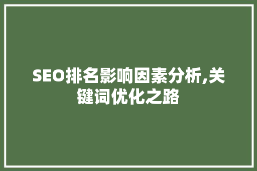 SEO排名影响因素分析,关键词优化之路