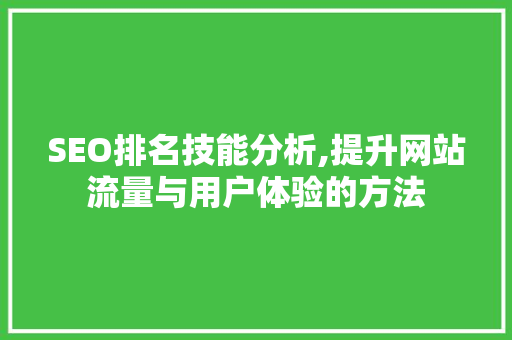 SEO排名技能分析,提升网站流量与用户体验的方法