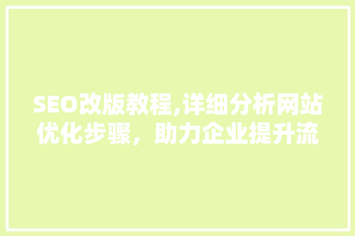 SEO改版教程,详细分析网站优化步骤，助力企业提升流量与转化率