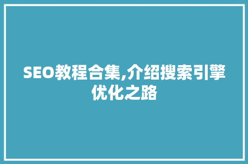 SEO教程合集,介绍搜索引擎优化之路