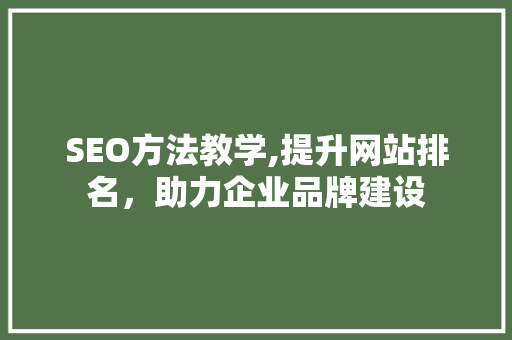 SEO方法教学,提升网站排名，助力企业品牌建设