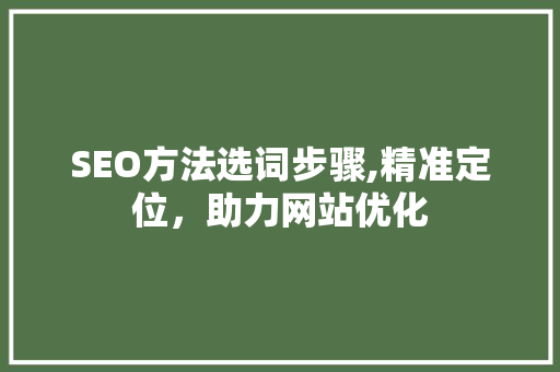 SEO方法选词步骤,精准定位，助力网站优化