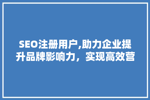 SEO注册用户,助力企业提升品牌影响力，实现高效营销