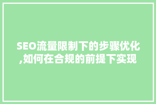 SEO流量限制下的步骤优化,如何在合规的前提下实现网站流量最大化