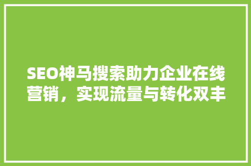 SEO神马搜索助力企业在线营销，实现流量与转化双丰收