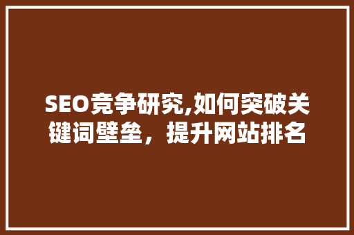 SEO竞争研究,如何突破关键词壁垒，提升网站排名