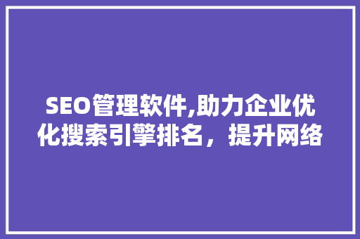 SEO管理软件,助力企业优化搜索引擎排名，提升网络营销效果