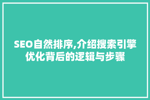 SEO自然排序,介绍搜索引擎优化背后的逻辑与步骤