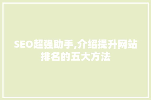 SEO超强助手,介绍提升网站排名的五大方法