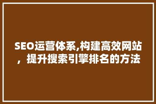 SEO运营体系,构建高效网站，提升搜索引擎排名的方法