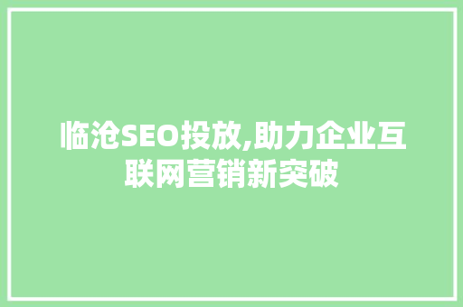 临沧SEO投放,助力企业互联网营销新突破