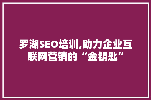 罗湖SEO培训,助力企业互联网营销的“金钥匙”