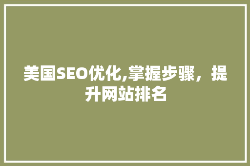 美国SEO优化,掌握步骤，提升网站排名