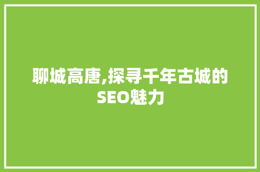 聊城高唐,探寻千年古城的SEO魅力