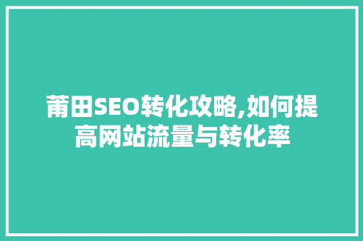 莆田SEO转化攻略,如何提高网站流量与转化率