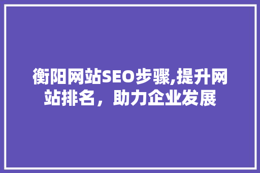 衡阳网站SEO步骤,提升网站排名，助力企业发展