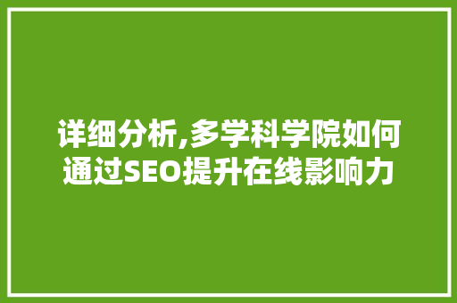 详细分析,多学科学院如何通过SEO提升在线影响力