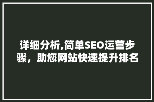 详细分析,简单SEO运营步骤，助您网站快速提升排名