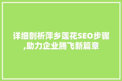 详细剖析萍乡莲花SEO步骤,助力企业腾飞新篇章