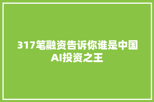 317笔融资告诉你谁是中国AI投资之王