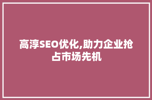 高淳SEO优化,助力企业抢占市场先机