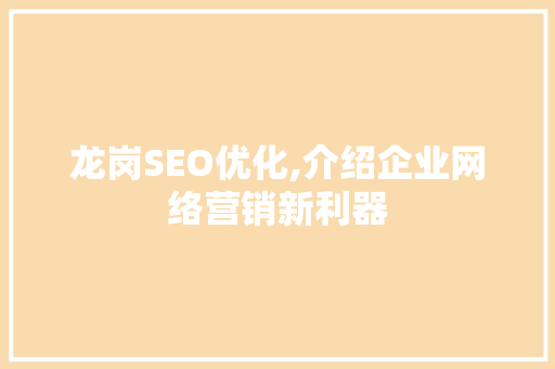 龙岗SEO优化,介绍企业网络营销新利器