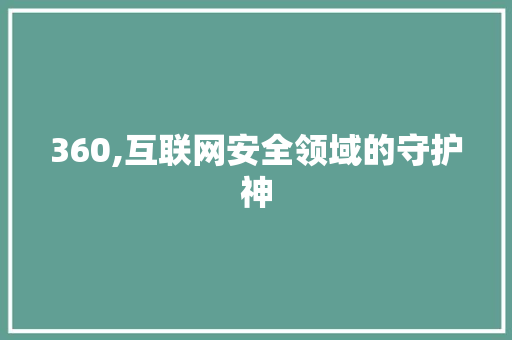 360,互联网安全领域的守护神